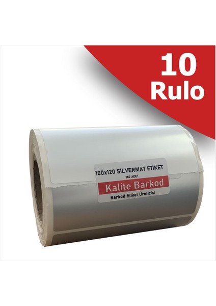 100X120 Silvermat Etiket | 10 Rulo Metalize Demirbaş Etiketi