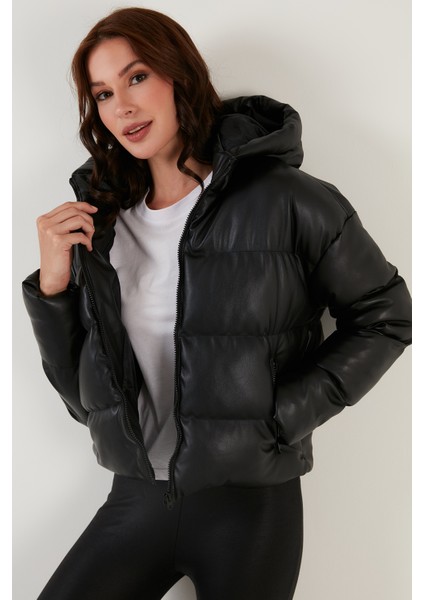 Slim Fit Fermuarlı Kapüşonlu Şişme Mont Bayan Mont 497JENNY fiyatları