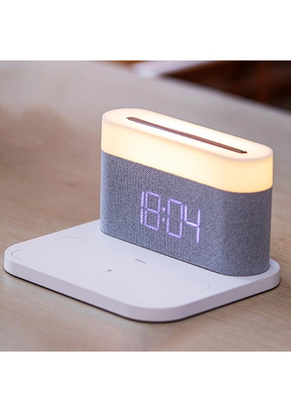 Dijital Çalar Saat Kablosuz Şarj Kompakt Başucu Lambası Çocuk Kreş Beyaz Için fiyatları