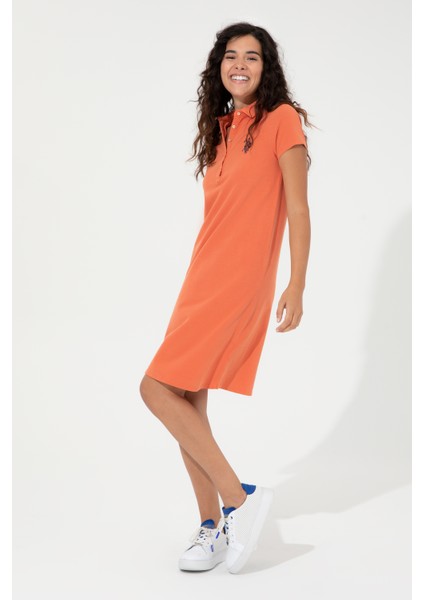Kadın Turuncu Örme Elbise 50249019-VR051 modelleri