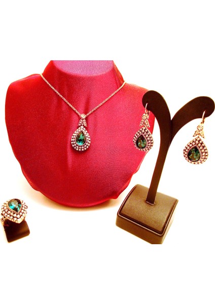 - Elmas Montür Damla Zümrüt Set Sevgiliye Hediye