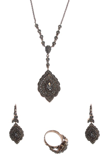 - Elmas Montür Badem Swarovski Taş Gerdanlık Küpe Yüzük Set Sevgiliye Hediye fiyatları