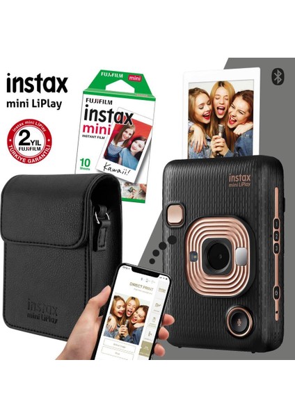 Fujıfılm - Instax Mini Liplay Hybrid Siyah Fotoğraf Makinesi Çantalı Hediye Seti 3 fırsatları