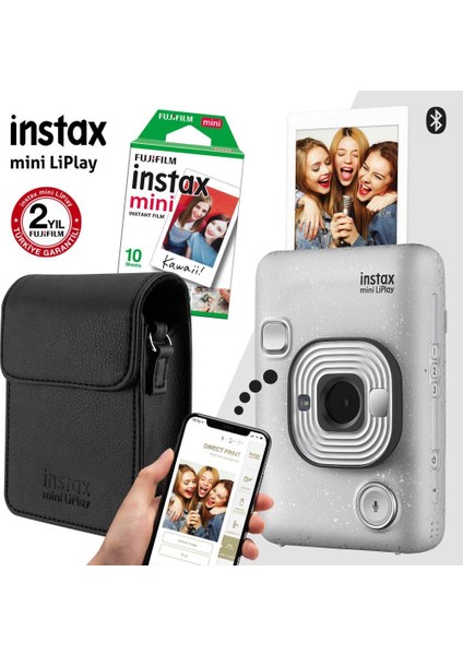 Fujıfılm - Instax Mini Liplay Hybrid Beyaz Fotoğraf Makinesi Çantalı Hediye Seti 3 fiyatları