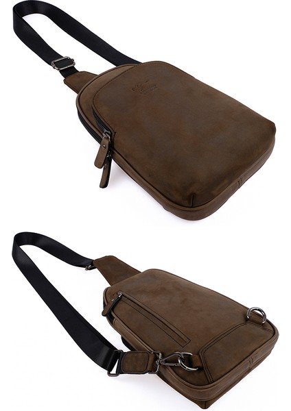 Kangaroo Kıngdom Hakiki Deri Crazy Horse Füme Erkek Body Bag Sırt Çantası 8155-ZF modelleri