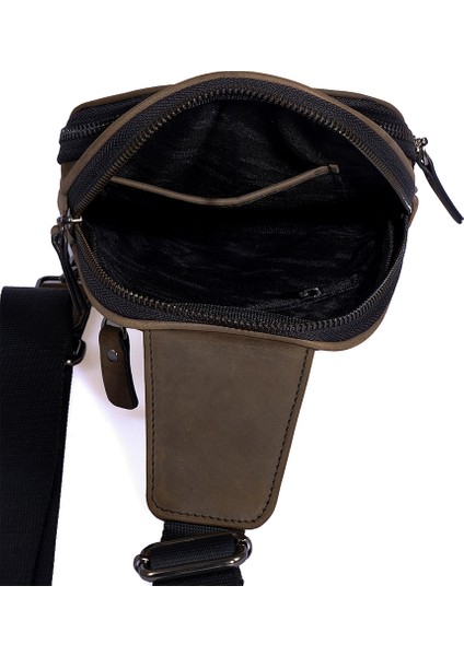 Kangaroo Kıngdom Hakiki Deri Crazy Horse Füme Erkek Body Bag Sırt Çantası 8155-ZF indirimleri