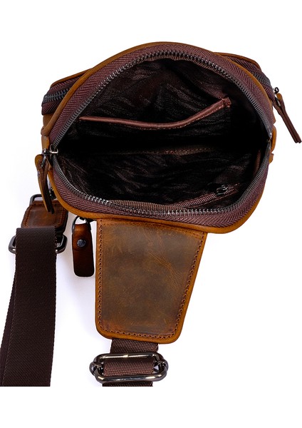 Kangaroo Kıngdom Hakiki Deri Crazy Horse Koyu Taba Erkek Body Bag Sırt Çantası 8155-ZKT indirimleri