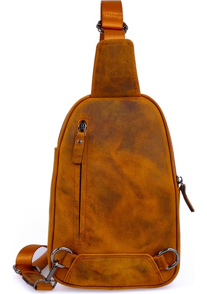 Kangaroo Kıngdom Hakiki Deri Crazy Horse Açık Taba Erkek Body Bag Sırt Çantası 8155-ZAT fiyatları