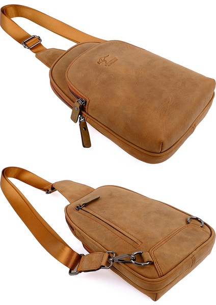 Kangaroo Kıngdom Hakiki Deri Crazy Horse Kum Erkek Body Bag Sırt Çantası 8155-ZKU modelleri