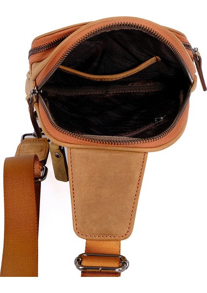Kangaroo Kıngdom Hakiki Deri Crazy Horse Kum Erkek Body Bag Sırt Çantası 8155-ZKU indirimleri