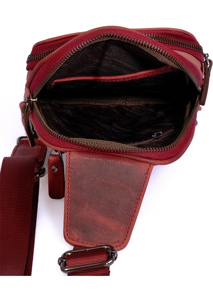 Kangaroo Kıngdom Hakiki Deri Crazy Horse Vişne Unisex Body Bag Sırt Çantası 8155-ZV indirimleri