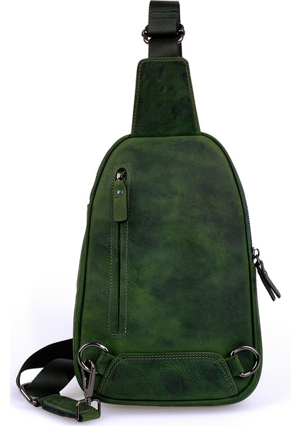 Kangaroo Kıngdom Hakiki Deri Crazy Horse Yeşil Unisex Body Bag Sırt Çantası 8155-ZY fiyatları