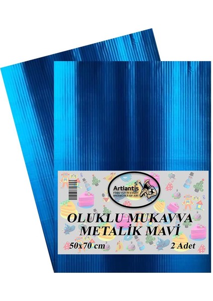 Oluklu Mukavva 50 x 70 cm 2 Adet Metalik Mavi