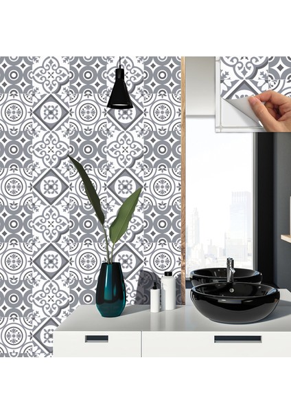 Kendinden Yapışkanlı Banyo Kaplama Geometrik 010 Karma Desenli Pvc Karo 30x30 cm 11 Adet 1m2