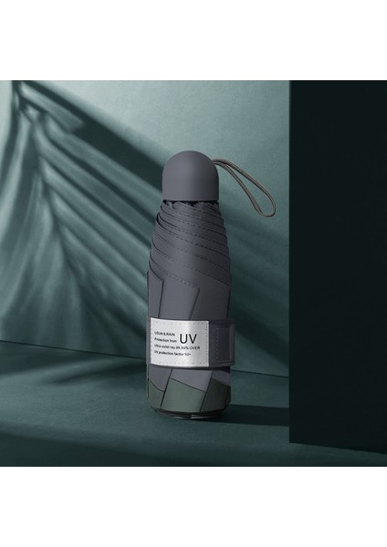 LY-0621 Beş Kat Altı Kemikli Siyah Tutkal Güneş Kremi Umbrla Mürekkep Yeşili (Yurt Dışından)
