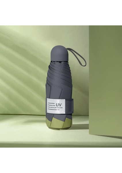 LY-0621 Beş Kat Altı Kemikli Siyah Tutkal Güneş Kremi Umbrla Matcha Green (Yurt Dışından)