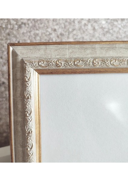 Beyaz Sarı Yaldızlı Oymalı Çerçeve fiyatları