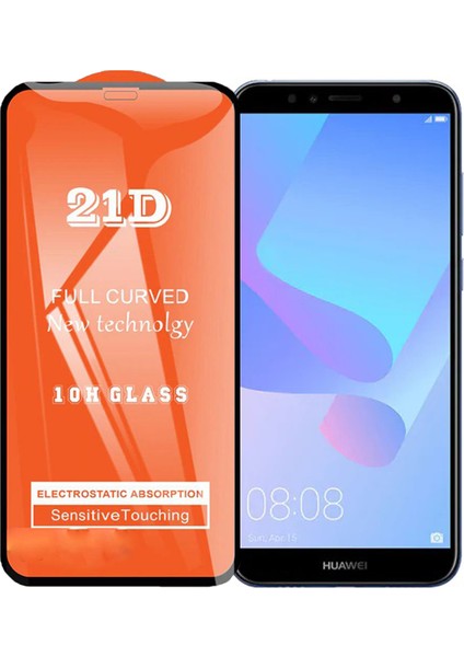 Huawei Y6 2018 Ekran Koruyucu 21D Tam Kaplayan Kavisli