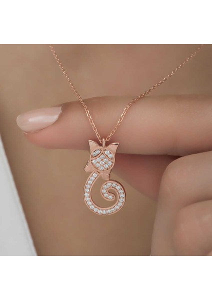 925 Ayar Gümüş Kedi Kadın Gümüş Kolye fırsatları