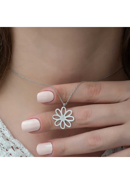 925 Ayar Gümüş Çiçek Bayan Gümüş Kolye modelleri