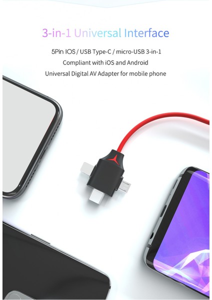 Combo 3in1 Lightning/micro Usb/type-C To HDMI Ios Android Görüntü Aktarıcı Çevirci 1.5m