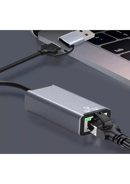 HC-72S Type C USB 3.0 To  Ethernet RJ45 Windows Macbook Uyumlu Çevirici Hub Adaptör