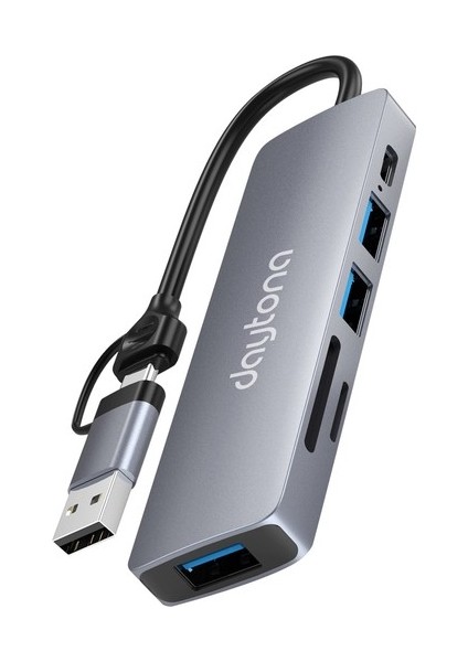 HC-13FL Macbook Uyumlu Type C & USB To 2*usb Sd / Tf Pd 5 Port Çevirici Hub Adaptör