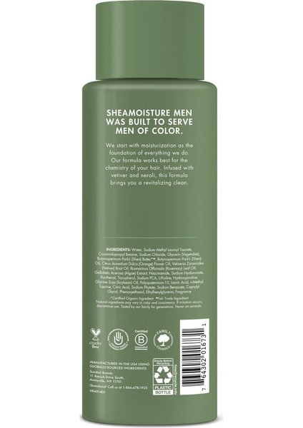 Shea Moisture Men Vetiver ve Neroli Canlandırıcı Şampuan 444ML