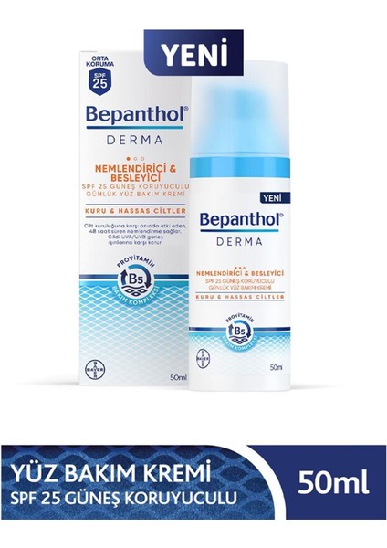 Derma Nemlendirici & Besleyici Spf 25 Güneş Koruyuculu Günlük Yüz Bakım Kremi 50 ml