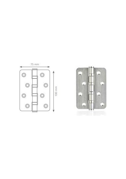 Paslanmaz 10cm Oval Bilyalı Menteşe 1.7mm