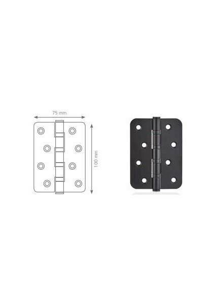 Paslanmaz 10cm Oval Bilyalı Menteşe 2.2mm Siyah