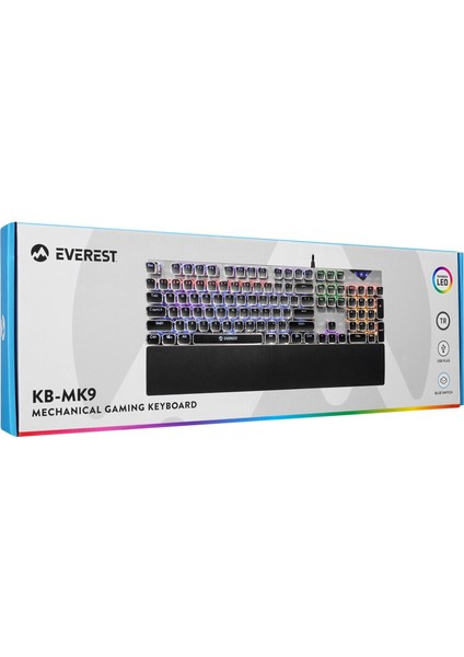 Kb-Mk9 Rgb Blue Switch Mekanik Siyah Oyuncu Klavyesi