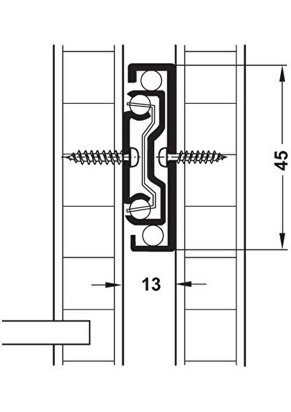 Frenli Bilyalı Teleskopik Ray  45mmx40cm