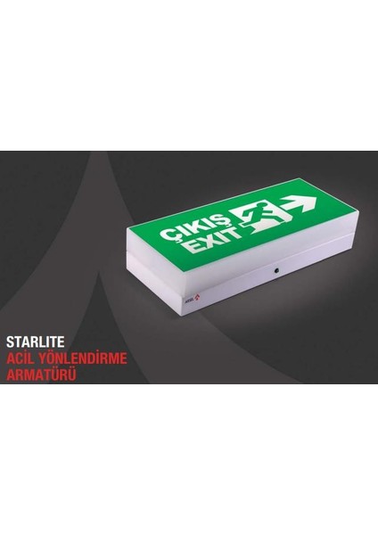 Starlite AE-01113-L Acil Çıkış Yönlendirme Armatürü Kesintide 180 Dak. Yanan 500 Lümen LED