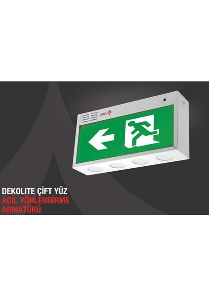 Dekolite Z Serisi Çift Yüzlü AE60-5223-L(500) Acil Çıkış Yönlendirme Armatürü Sürekli ve Kesintide 180 Dak. Yanan 500 Lümen LED