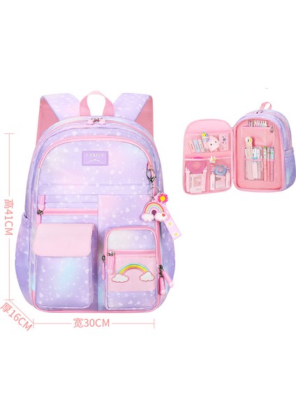 Prenses Okul Çantası Sevimli Çok Fonksiyonlu Sırt Çantası Gradyan Rengi (Yurt Dışından)