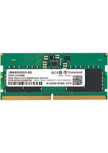 JM4800ASG-8G 8gb Ddr5 4800MHZ CL40 1.1V Notebook Ram