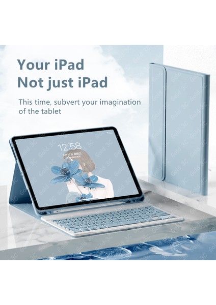 Ipad 10.2 Inç Için Klavyeli Kılıf-Sari (Yurt Dışından)