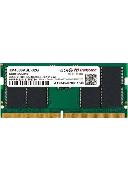 JM4800ASE-32G 32GB Ddr5 4800MHZ CL40 1.1V Notebook Ram