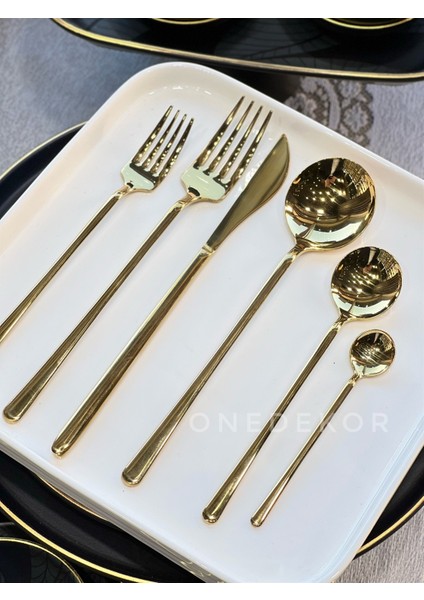 36 Parça Asil Çatal Kaşık Bıçak Çkb Seti Gold