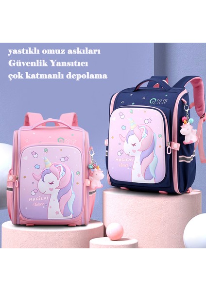 Kızlar Için Okul Sırt Çantaları Çok Fonksiyonlu Sevimli Unicorn Büyük Kapasiteli Schoolbag (300 * 180 * 370MM) (Yurt Dışından)