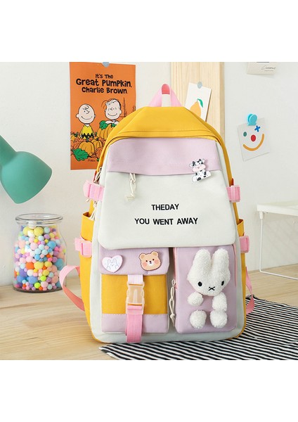 Rahat Naylon Renk Eşleştirme Sevimli Kız Büyük Kapasiteli Okul Çantası (Yurt Dışından) modelleri