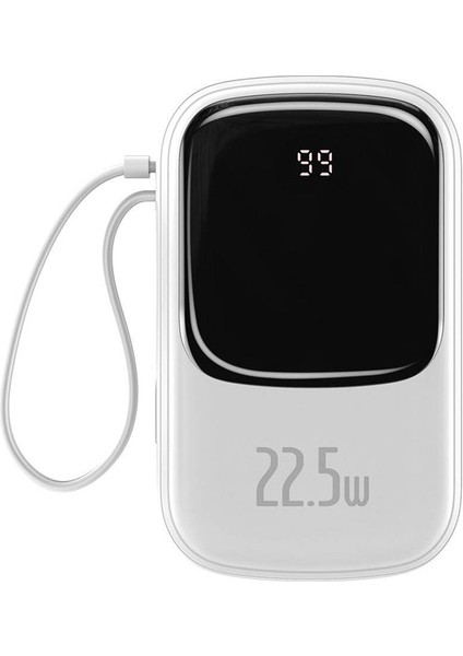 Qpow Pro Dijital Göstergeli 10000MAH 22.5W Hızlı Şarj Powerbank Type-C Kablolu PPQD020102