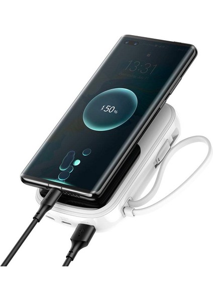 Qpow Pro Dijital Göstergeli 10000MAH 22.5W Hızlı Şarj Powerbank Type-C Kablolu PPQD020102
