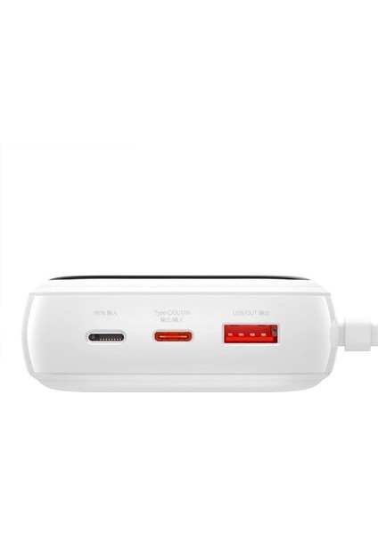 Qpow Pro Dijital Göstergeli 10000MAH 22.5W Hızlı Şarj Powerbank Type-C Kablolu PPQD020102