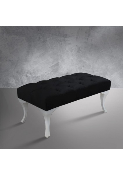 Royal Siyah Kapitoneli Kapı Önü Ayak Ucu Puf & Bench 90 cm