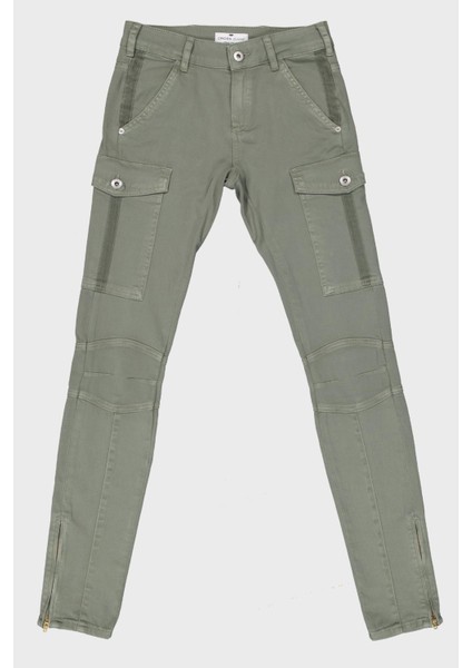 Hazel Haki Normal Bel Kargo Cepli Paçası Fermuarlı Skinny Fit Jean Pantolon C 4527-013