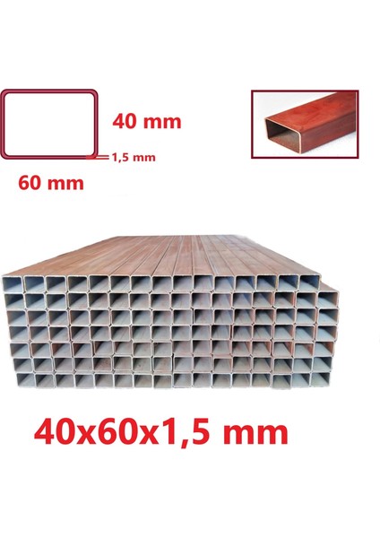 Boyalı 40 x 60 x 1,5 mm Kutu Profil Boru Metal 40X60X1,5 Demir 1 METRE