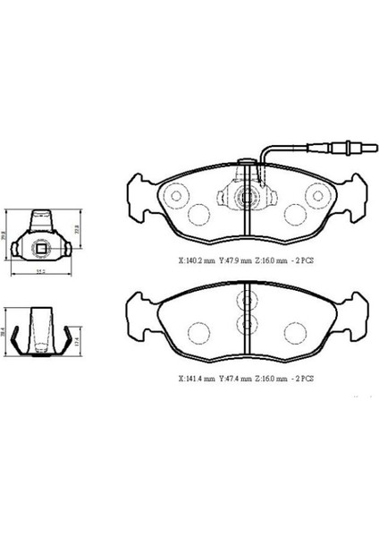 Peugeot 306- Sd/hb- 00/01; Ön Fren Balatası (2 Kablolu)(Disk) (141,4X47,5X16/140,2X47,9X16) (Bramax) fırsatları