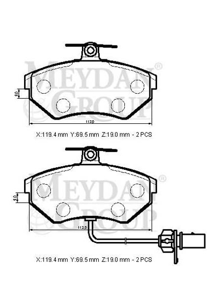Volkswagen Passat- B5- 01/05; Ön Fren Balatası 1,6/1,8/1,9TDI(2KABLOLU)(DİSK)(119,4X69,5X19)(BRAMAX) fırsatları